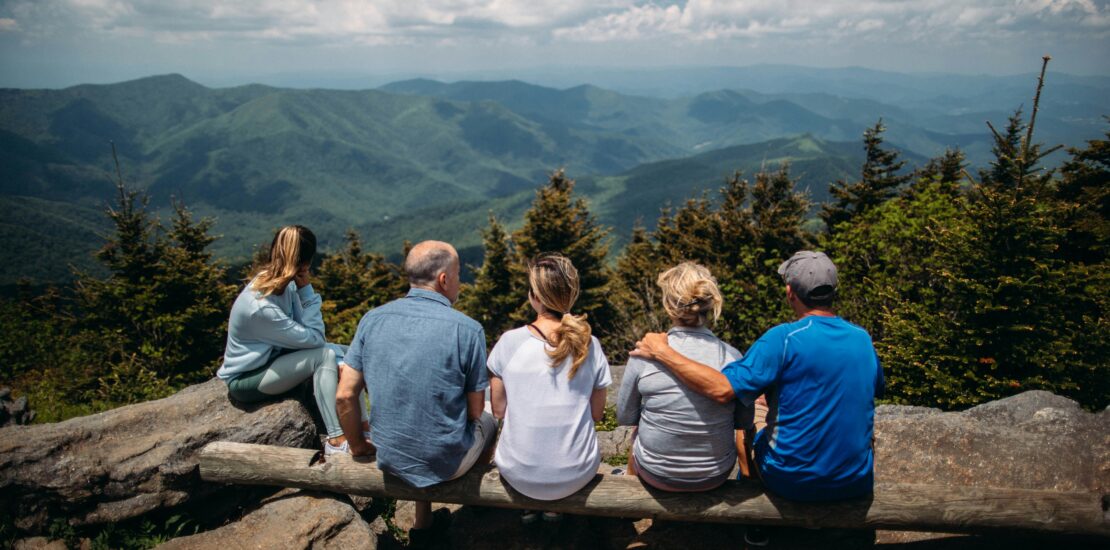 family on a mountain overlook